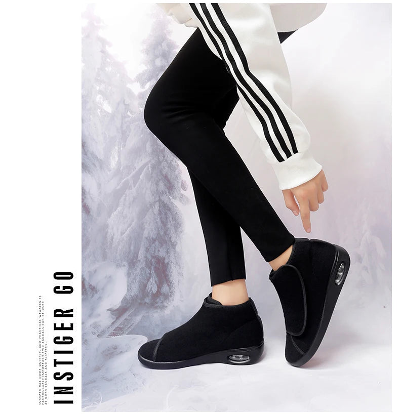 Women Warm Boots Winter Velvet Orthopedics Wide Feet Swollen Shoes Women Eversion Adjusting Soft Comfortable Diabetic Shoes