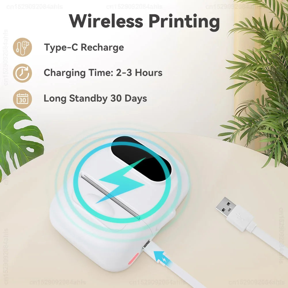 Mini Portable Thermal Printer P50 Adhesive Label Printer Portable Bluetooth Labeling Machine 2inch Maker or 3PK P50 Label Tapes