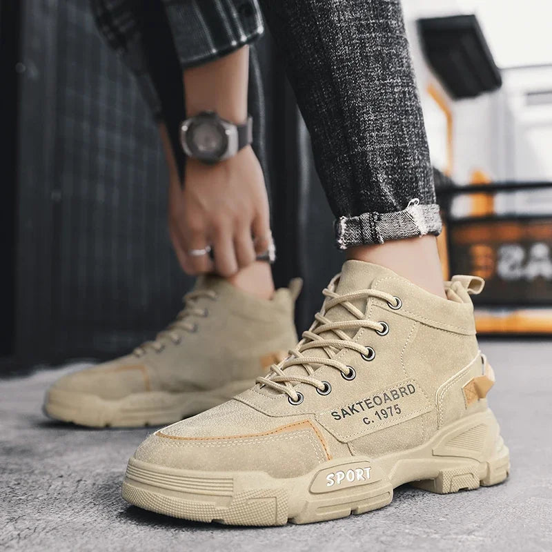 Men's Casual Boots Soft Sole Anti Slip Four Seasons Work Outdoor Botas Student Sports Boot Fashion Youth Versatile Trendy Boots