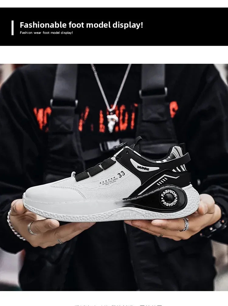 LATV Mens Sneakers with Rotating Buckle Comfy Non Slip Lace up Durable Shoes for Mens Outdoor Activities