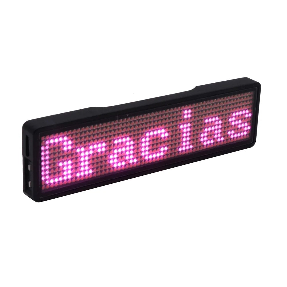 Bluetooth Led Name Badge Diy Programmable Scrolling Message Board Mini Lcd Display Pattern Display for Party Meeting