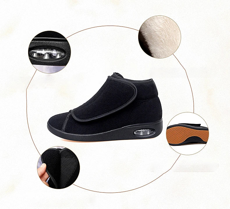 Women Warm Boots Winter Velvet Orthopedics Wide Feet Swollen Shoes Women Eversion Adjusting Soft Comfortable Diabetic Shoes