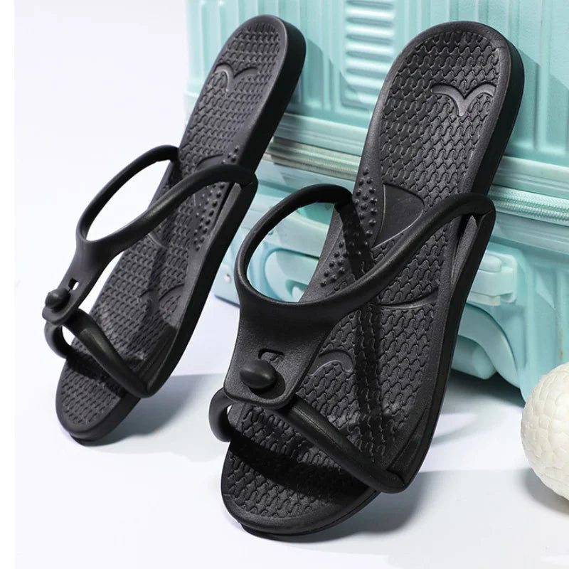 2024 Summer Women Folding Slippers Adults Portable Trip Travel Sandals Couples Indoor Soft Slides Men Beach Non-slip EVA Shoes