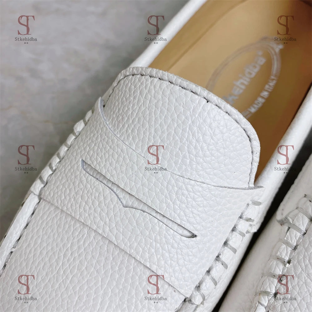 120 Genuine Leather Woman Shoes Square Toes Shallow Slip-on Loafers Shoes For Woman Real Leather Daily Shoes Plus Size 34-42