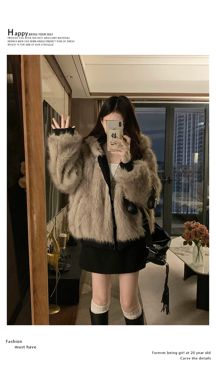Two-sided Wear Imitation Mink Velvet Fur Hooded Cotton Padded Jacket Fashion New Winter Jackets Women's Short Loose Coats Trend
