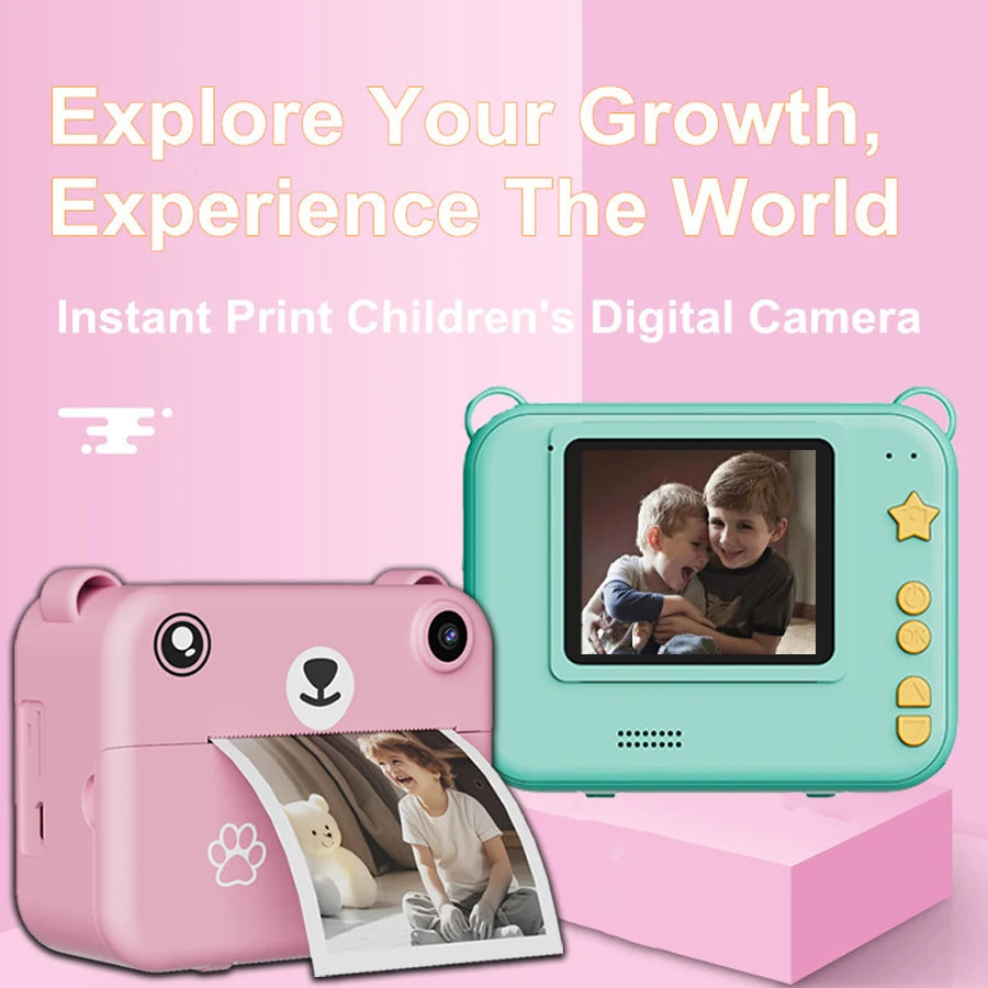 Digital Children Camera Photography Instant Print Photo 1080P HD Video Recorder Mini Thermal Printer Educational Birthday Gifts