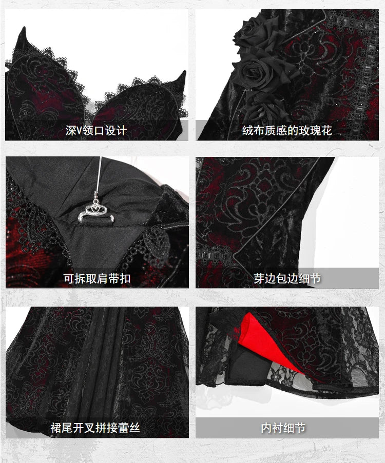 Original Gothic Love Velvet Flash Fishtail Dress 2025 Autumn New Japanese Sexy Girl Slim Elegant Long Halloween Lolita Dresses