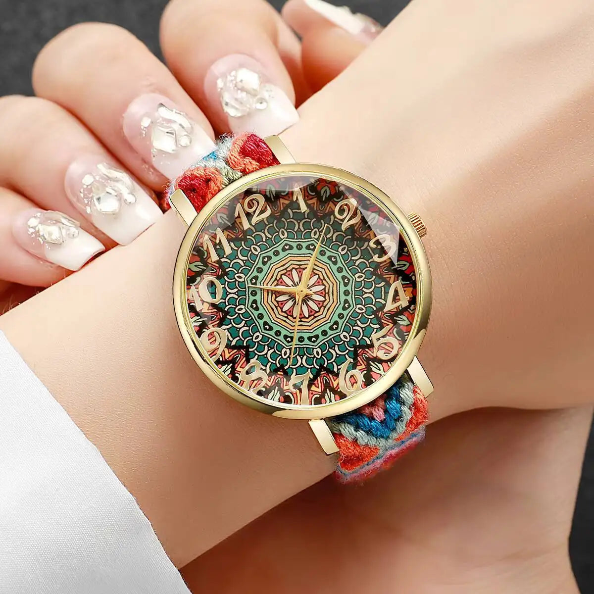 1/6/7PCS Fashion Women Watches Vintage Woven Strap Ladies Quartz Wristwatches Reloj Mujer（Without Box）