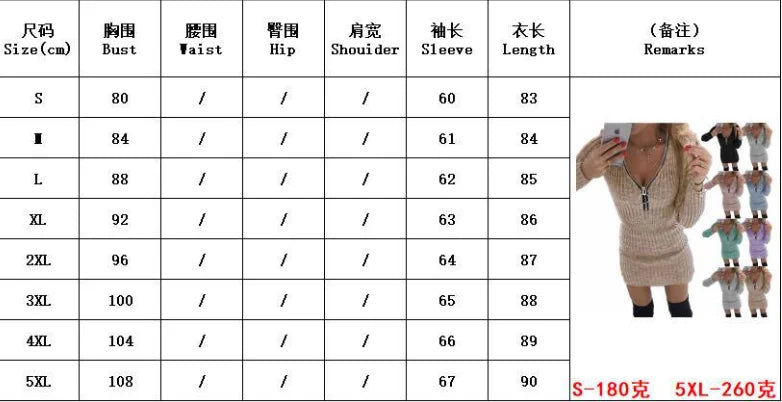 Dress Women autumn/winter zipper V-neck long sleeve knitting fashionable Dresses Casual Vestidos dropshipping LDMQZ20210917