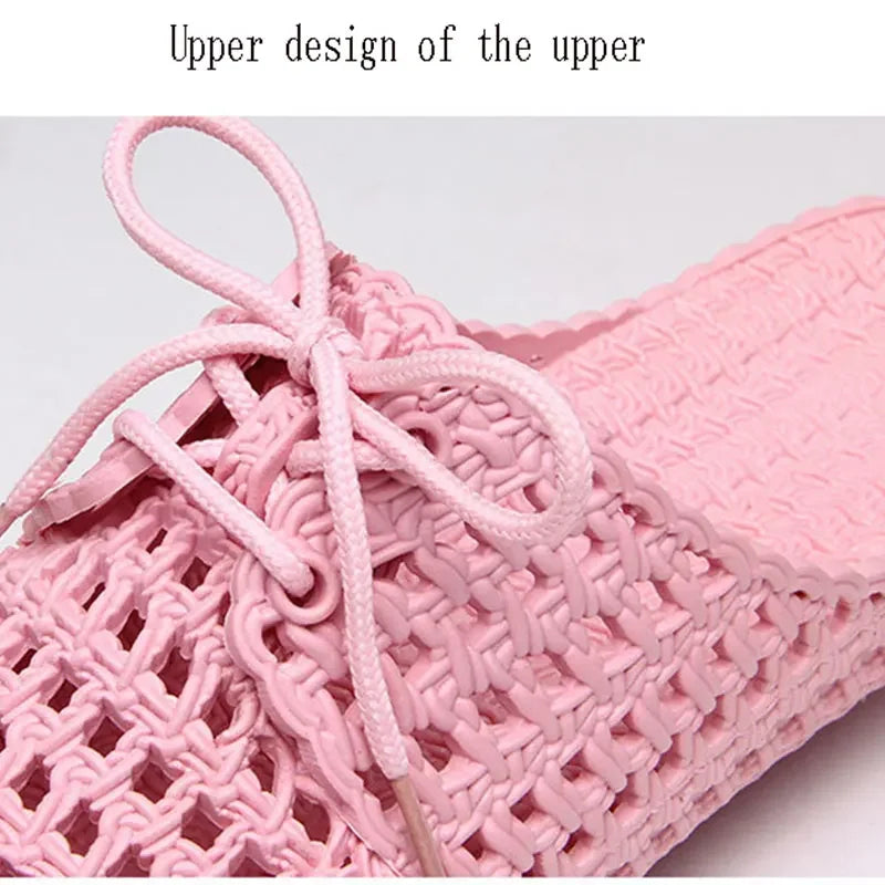 Summer Ladies Baotou Slippers with Hollow Fashion Soft Bottom Hole Shoes Women Wear Beach Sandals and Slippers
