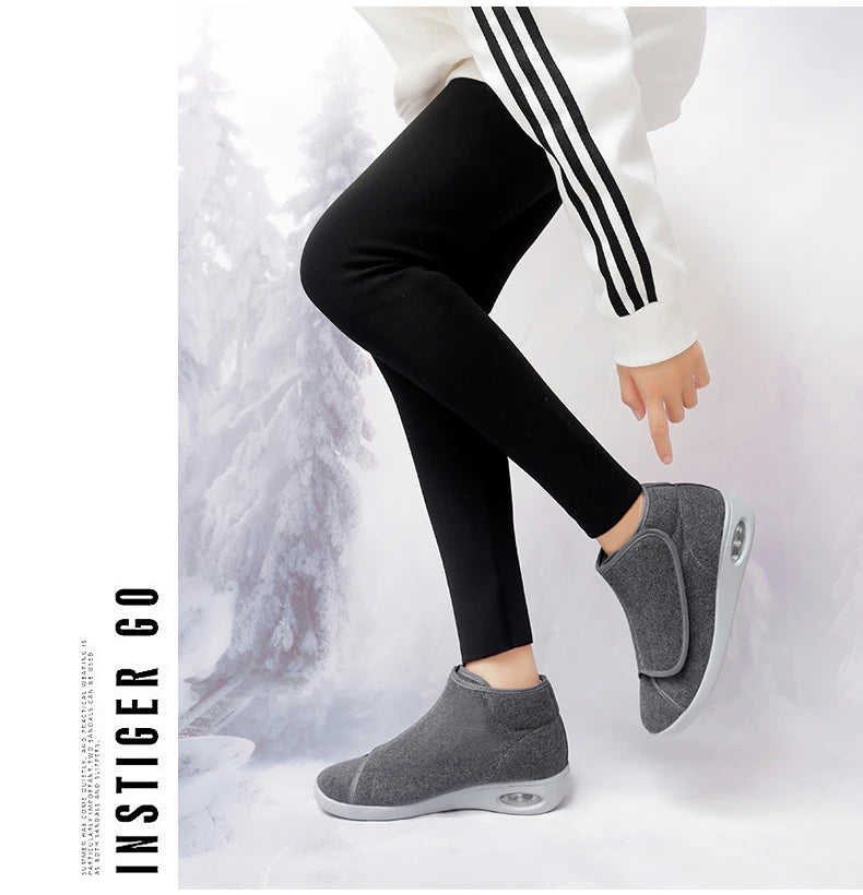 Women Warm Boots Winter Velvet Orthopedics Wide Feet Swollen Shoes Women Eversion Adjusting Soft Comfortable Diabetic Shoes