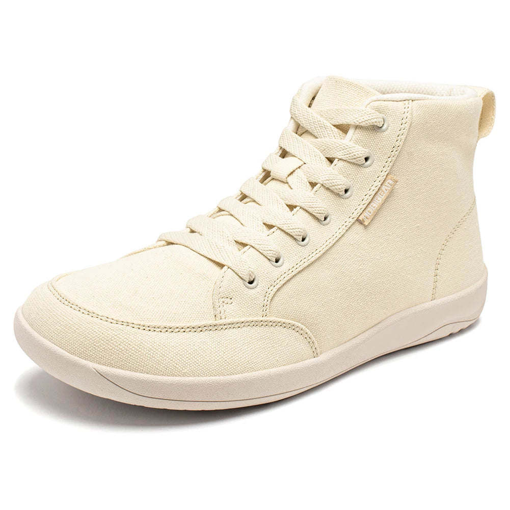 HOBIBEAR Mid-Top Barefoot Shoes Unisex Wide Toe Box Canvas Sneakes Zero Drop Lace Up Outdoor Walking Shoes