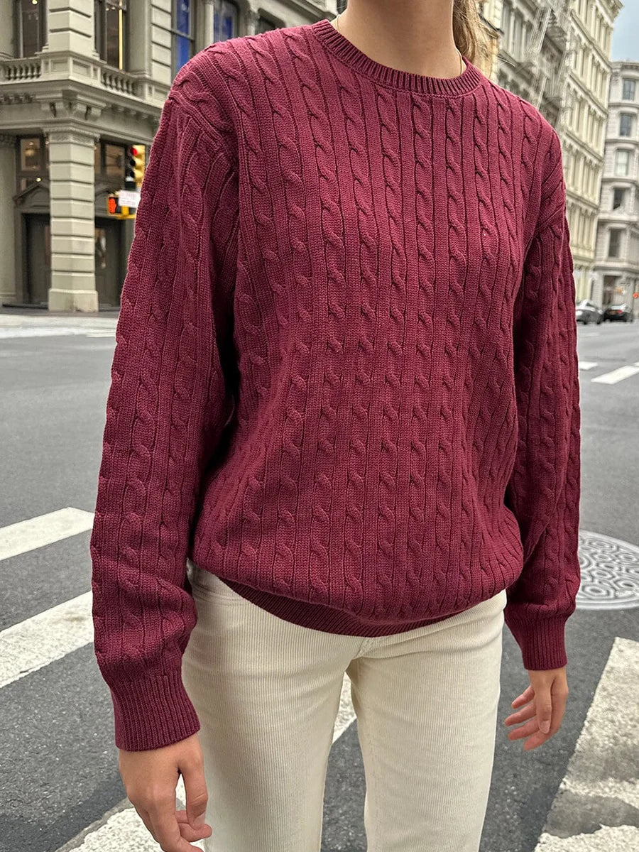 Twisted Flower Vintage Sweater Woman Autumn O-Neck Long Sleeve Pullover Preppy Style Casual Streetwear Jumper Sweaters Top Chic