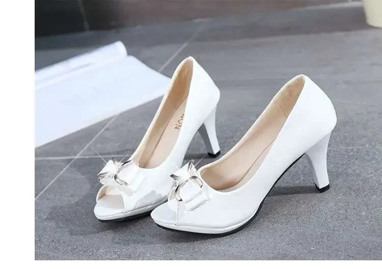 2024 Female Stiletto High Heel Shoes Woman Pumps Sexy Open Toe Fish Mouth Shoes Woman Bowknot Party Sandals Ladies Summer Shoes