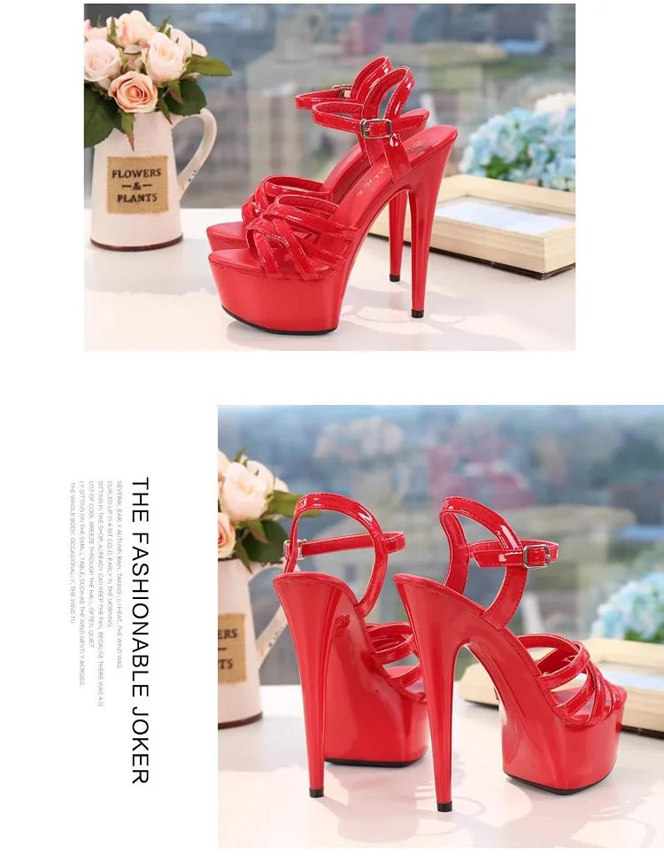 New 2024 Summer Fashion Sandals Sexy Open Toe 15CM High Heels Party Dress Wedding Nightclub Women Shoes Platform Stripper Heels
