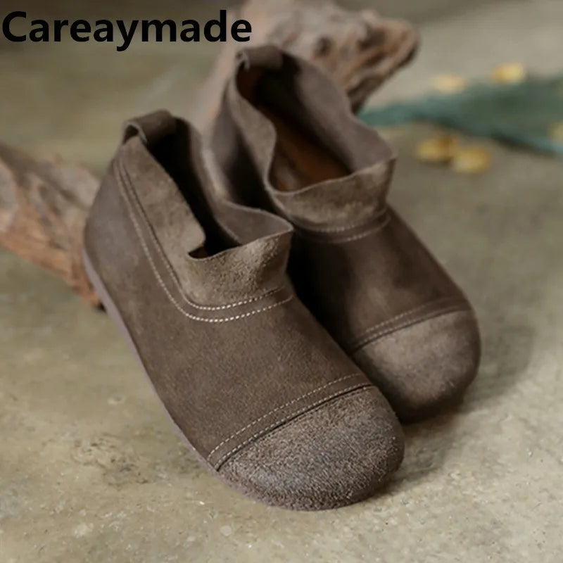 Careaymade-Genuine leather big size women's shoes,pure handmade Winter plush soft thick warm cotton boots women antiskid shoes