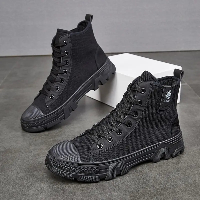 Man Shoes Lace Up Warm Industrial Safety High Cut Boots for Men with Fur Work Winter Footwear Cheap Casual Classic Non Slip Y2k