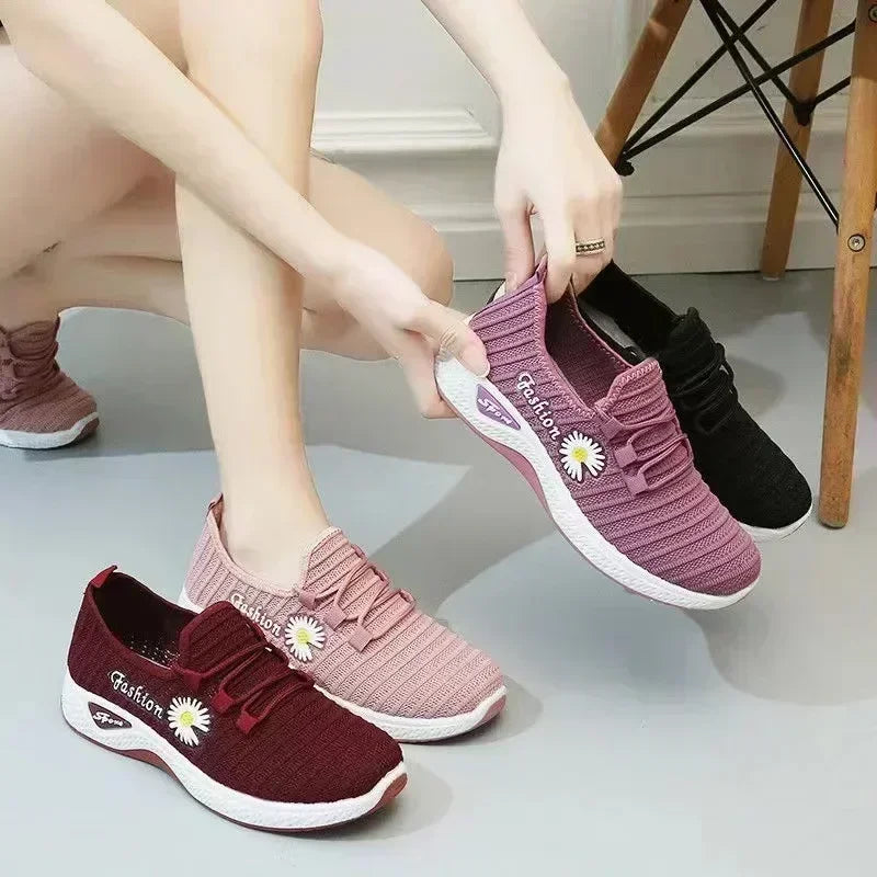 Fashionable Women's Sports Shoes, Thick Breathable Soft Sole Mesh, Lightweight Sneakers Casual Shoes, Comfort, Breathable