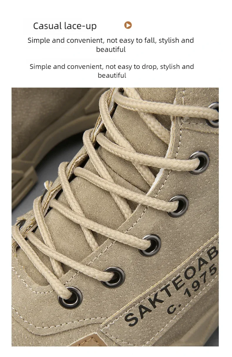 Men's Casual Boots Soft Sole Anti Slip Four Seasons Work Outdoor Botas Student Sports Boot Fashion Youth Versatile Trendy Boots