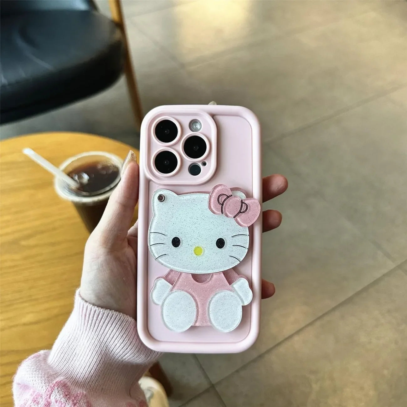 Cute Hello Kitty KT Cat Mirror Pink Bestie Phone Case For iPhone 16 15 14 13 12 11 Pro Max XR XS Max 7 8 Plus MINI Y2K Cover
