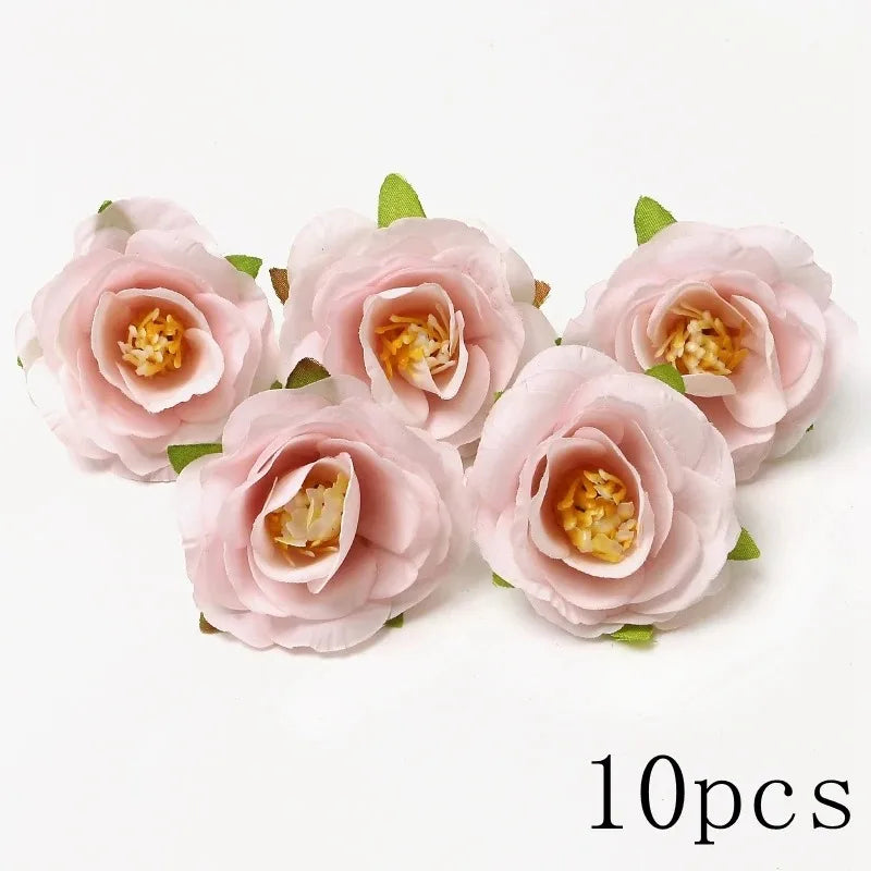 Pink Artificial Flowers Head For Wedding Home Room Decor DIY Fake Flowers For Decoration Birthday Party Craft Wreath Decoration