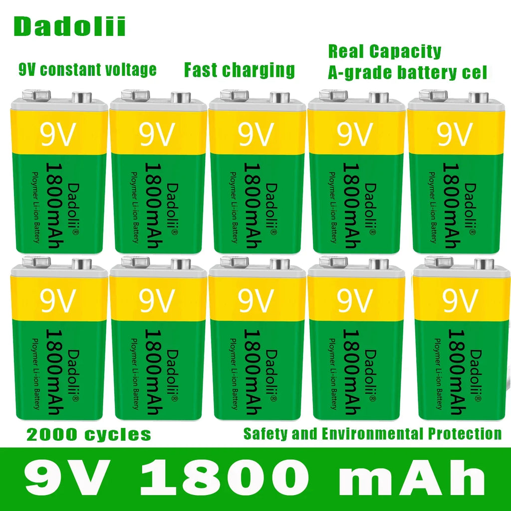 2024 9V 1800mAh li-ion Rechargeable battery Micro USB Batteries 9 v lithium for Multimeter Microphone Toy Remote Control KTV use