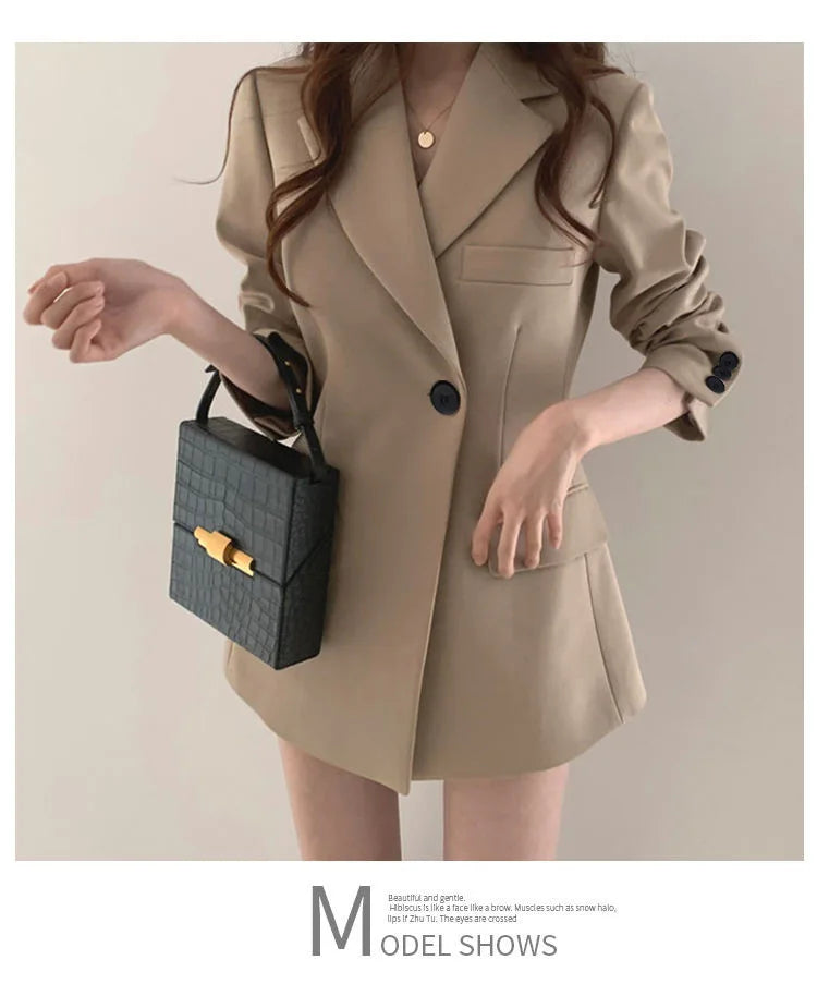 Autumn Winter Slim Women's Blazers Chic Casual Office Lady Suit Solid Fashion Coat Luxury Female Blazer Mujer Korean Style