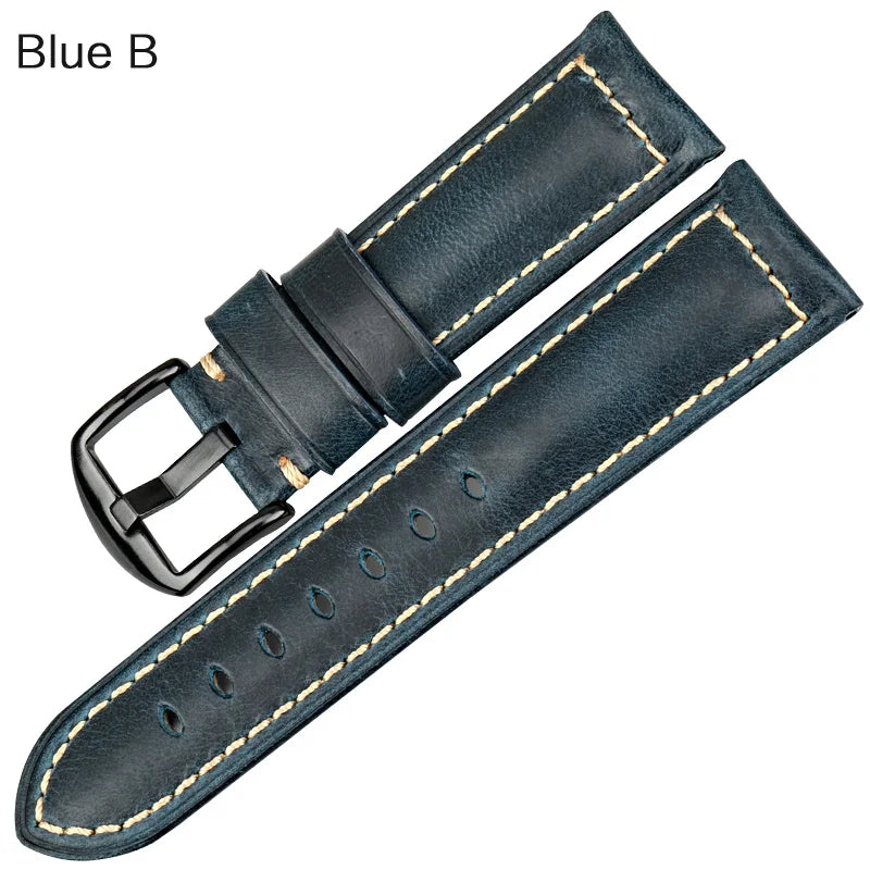 Watchband Watch Accessories Fashion Red Leather Watch Strap For Panerai SEIKO TISSOT Smartwatch Bracelet Vintage Watch Band
