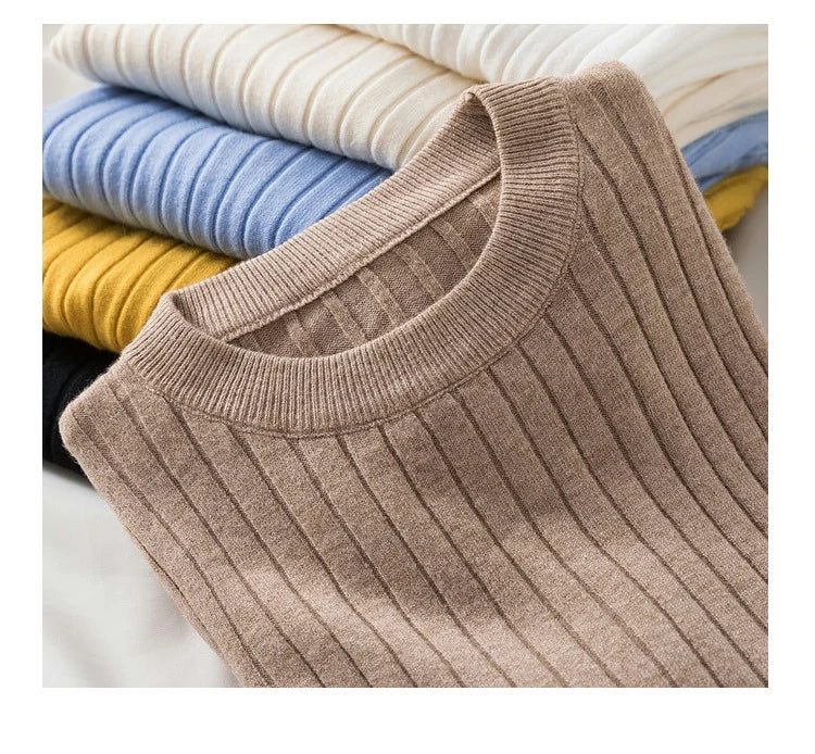 Autumn Winter 2025 Tops Pullovers Women Sweaters Knit Soft Jumper Tops O-Neck Ribbed Long Sleeve Korean Slim-fit Female Sweater