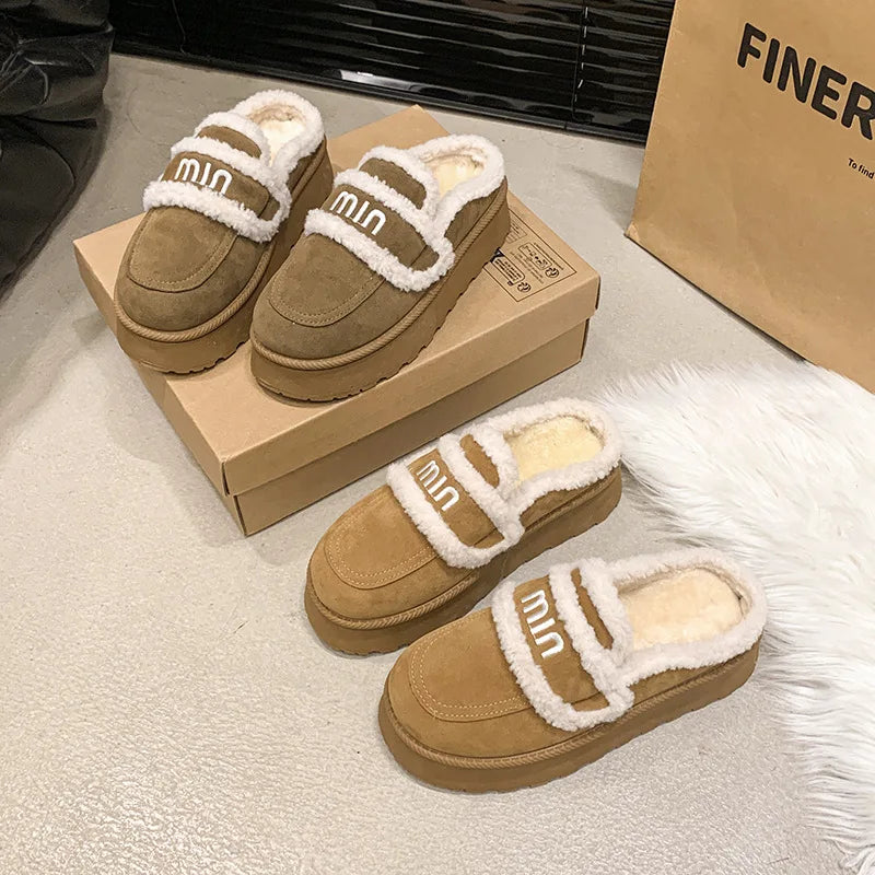 2024 Autumn/winter new m letter Baotou cotton mop with pile pile socks senior sense casual style plus velvet