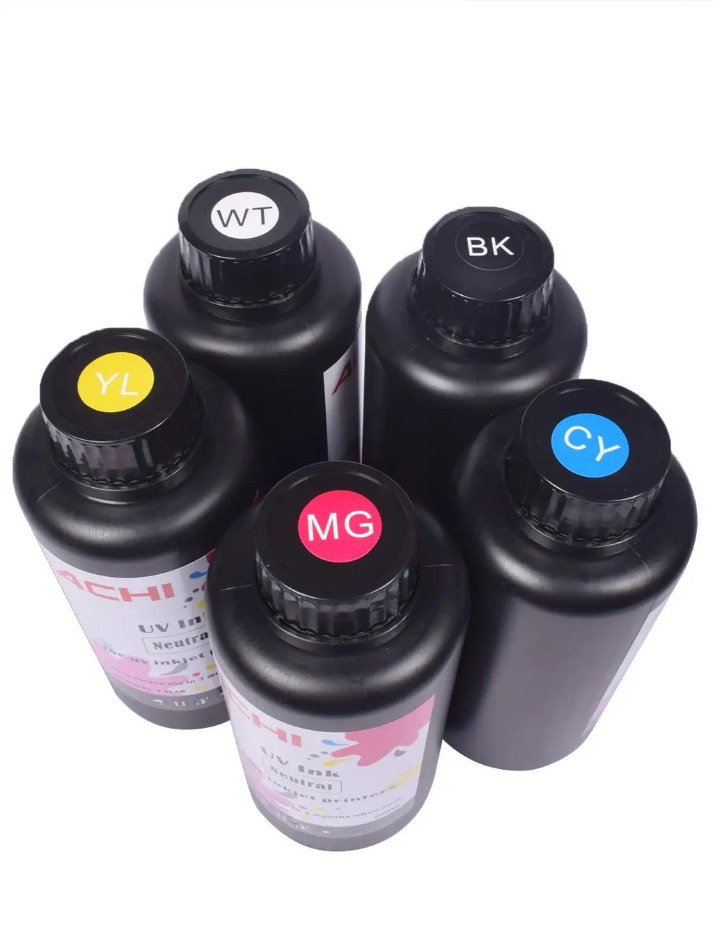 CMYKW 5*500ML UV Ink for R1390 L800 XP600 TX800 Printhead for UV A3 A4 A5 6090 Flatbed Inkjet Printer US Stock