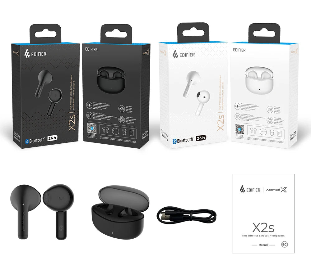 EDIFIER X2 TWS Earbuds Wireless Earphones Bluetooth 5.1 voice assistant 13mm driver touch control up to 28hrs playtime Game Mode