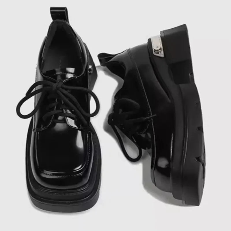 Autumn New Thick Heel Shoes Women's Fashion Round Head Thick Sole Front Strap Thick Sole Non-slip Low Top Shoes