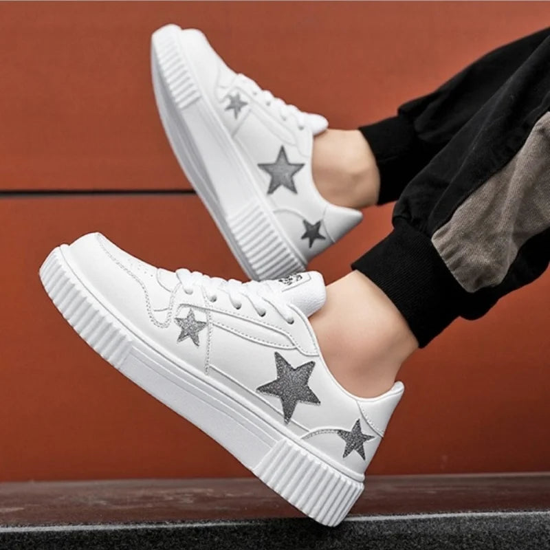 YRZL White Sneakers for Men Women PU Leather Comfortable Walking Shoes Lightweight Waterproof Skateboard Shoes Men