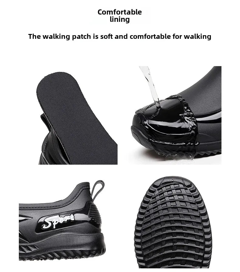 Low-top Rain Boots Women's Kitchen Water Boots Waterproof Exterior Wear Casual Flat Work Non-slip Lightweight Men's Rain Boots