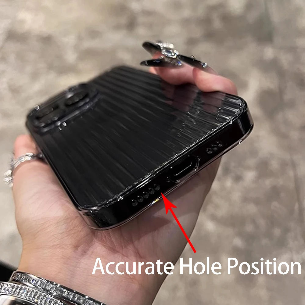 Transparent Phone Case For iPhone 16 15 11 12 13 14 Pro Max Soft Corrugated Silicone Bumper Back Cover Clear Case