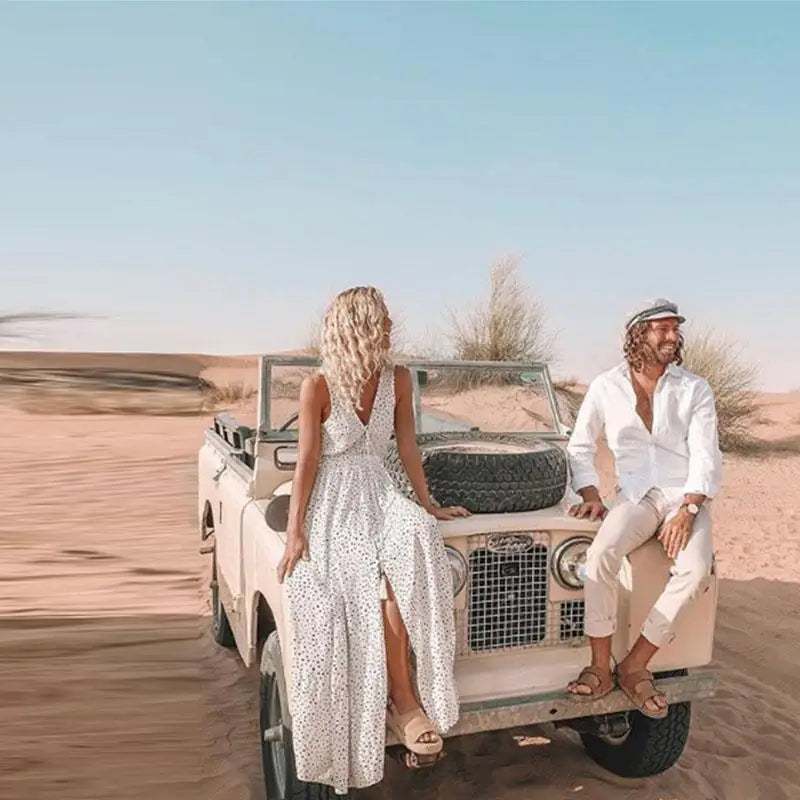 Fashion Print Sleeveless Long Dress 2025 Summer Casual Boho V Neck Loose A Line Dress Elegant Beach Party Dress Robe Femme