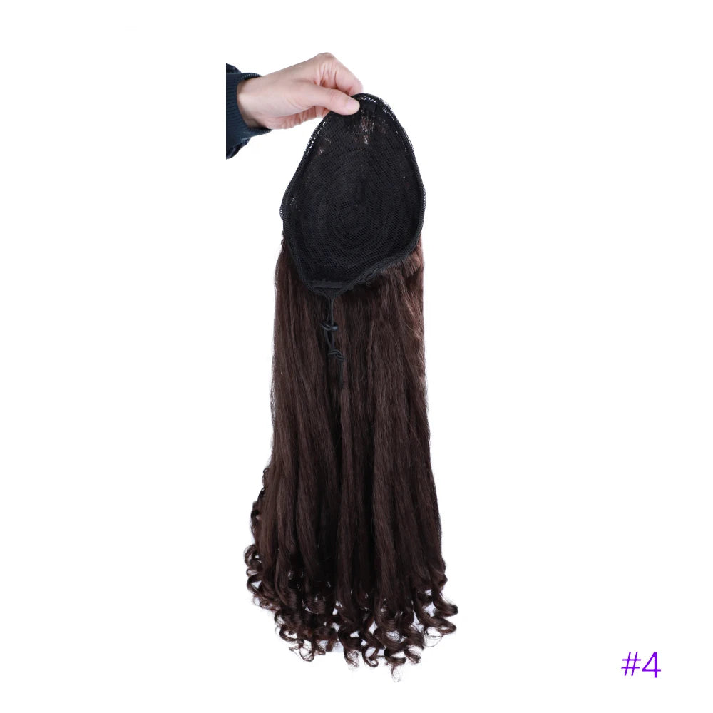Synthetic Long Curly End Ponytail Extension Synthetic Draw-string Ponytail Clip-In Hair Extension For Women Natural Looking