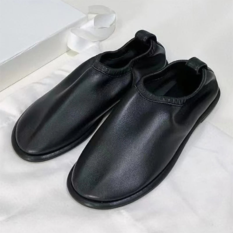 High Quality Suede Leather Loafers Women Round Toe Slip-On Casual Flat Shoes Woman Daily Lightweight Comfort Walking Shoes Woman