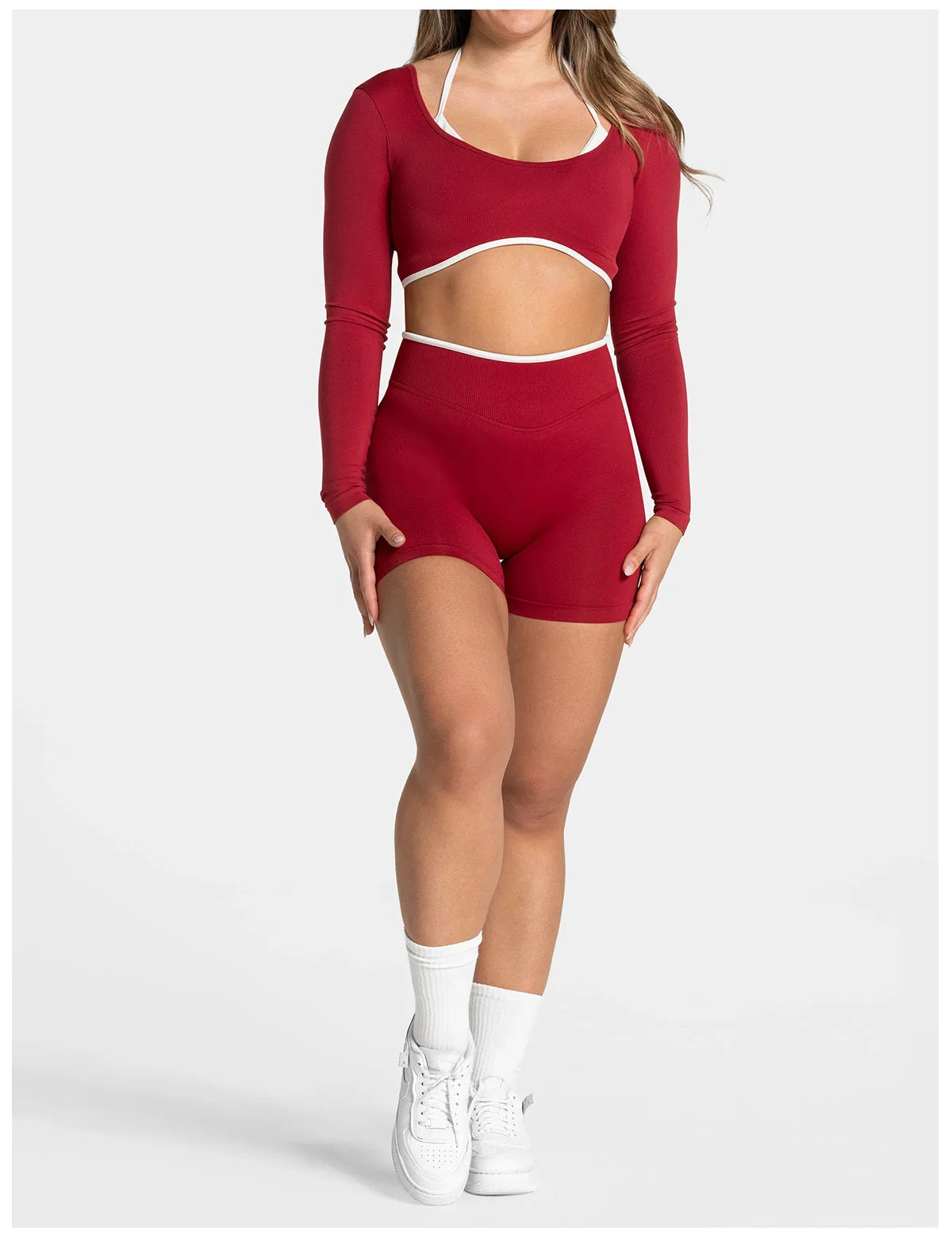 Seamless Fake Two-piece Long Sleeved Yoga Top  Women's Running and Fitness Sports Top Suit Top