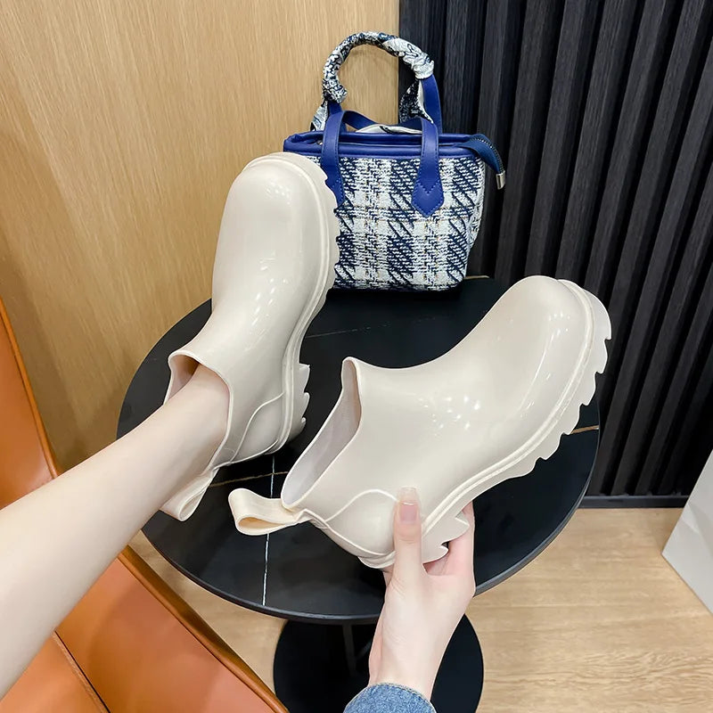 Fashion Women Waterproof Rain Boots Female Ankle Boots For Women Ladies Kitchen Rubber Boots Garden Work Water Shoes Galoshes