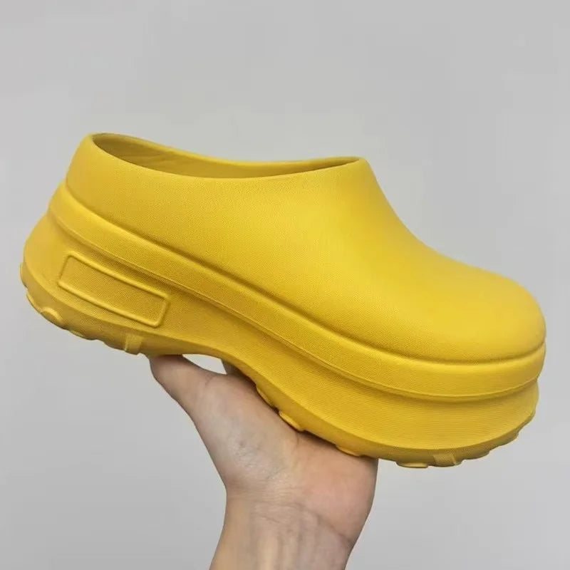 Women's Slippers Minimalist Fashion Air Cushion Soft 5CM Platform Non Slip Sandals Breathable Couple Style Heightened Chef Shoes