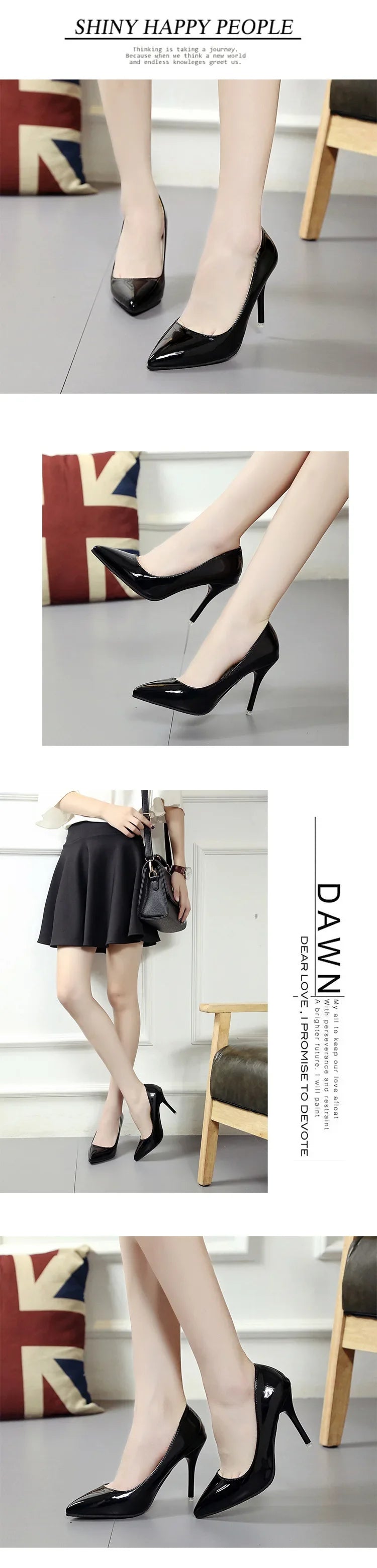 Pointed Toe Pumps Patent Leather Dress Women Shoes Red 8CM High Heels Boat Shoes Shadow Wedding Shoes Shoes for Wedding