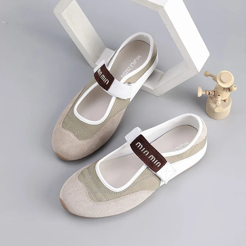 Spring and Autumn Women's Ballet Flat Shoes Retro Versatile  Shallow-mouth Single Shoes Fashion Hook Loop Casual Mary Jane Shoes