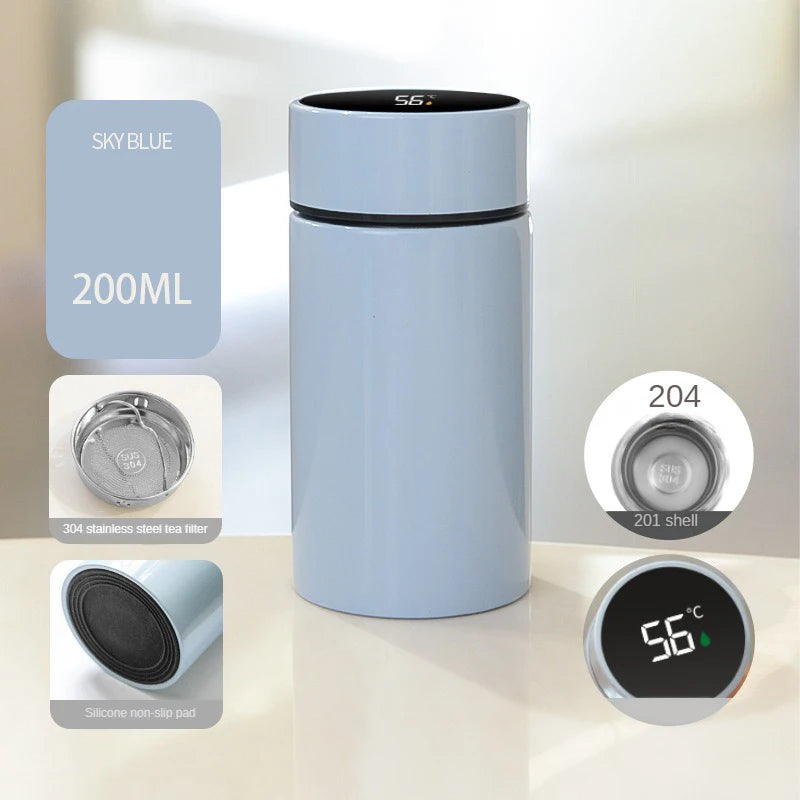 200ML Smart Thermos Water Bottle Intelligent Temperature Display Stainless Steel Vacuum Flasks Thermoses With Filter Tee Cup