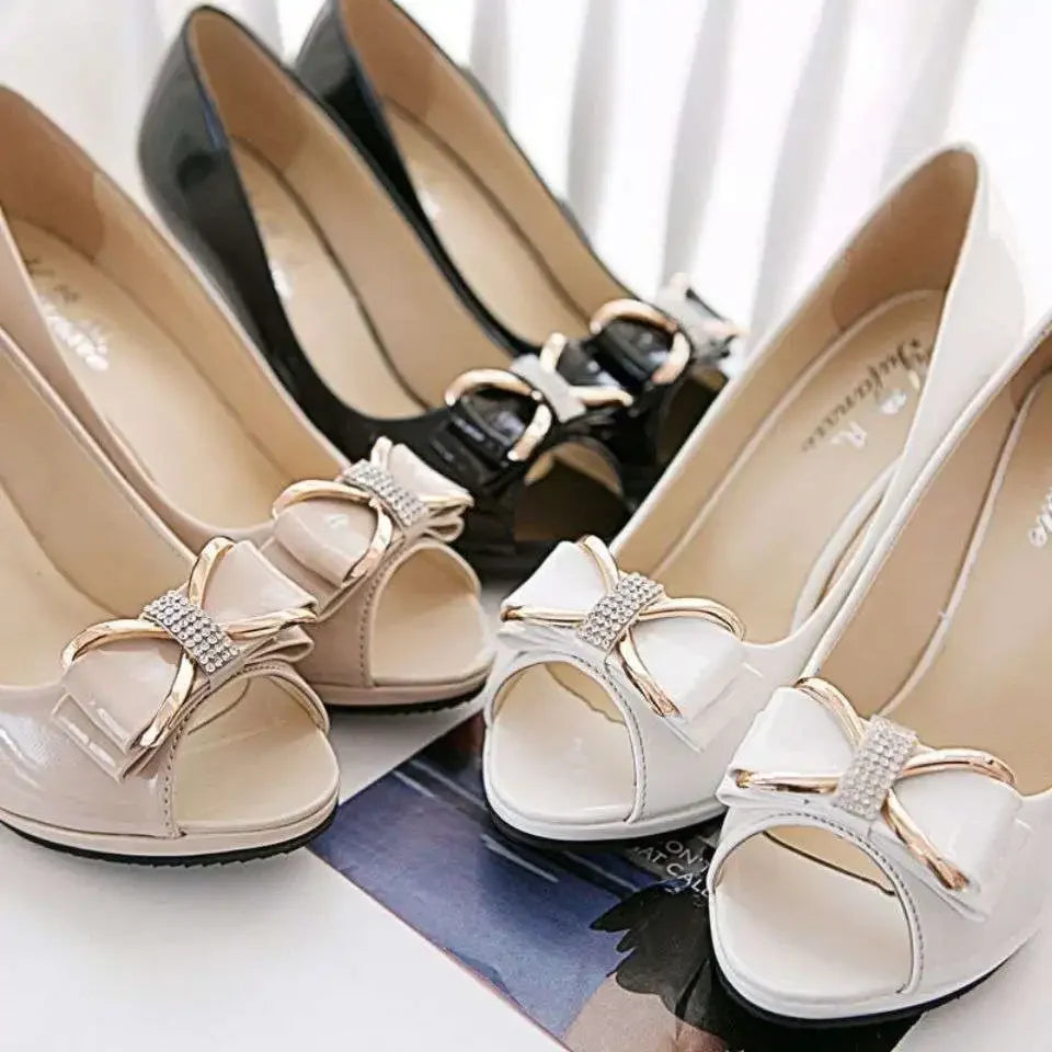 2024 Female Stiletto High Heel Shoes Woman Pumps Sexy Open Toe Fish Mouth Shoes Woman Bowknot Party Sandals Ladies Summer Shoes