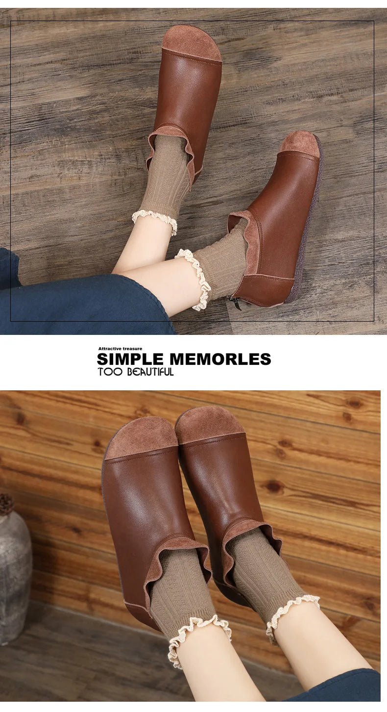Careaymade-Genuine leather big size women's shoes,pure handmade Winter plush soft thick warm cotton boots women antiskid shoes