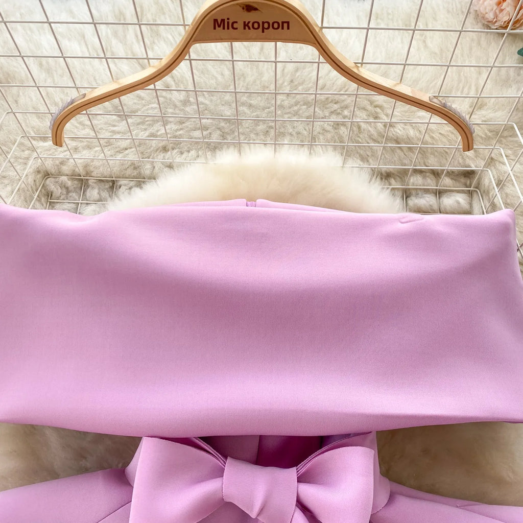 Sexy One-oulder Banded Waist Gown Set with Pleated Skirt Two-Piece Ensemble Courtly Sle Versatile Top f-length A-Line ...