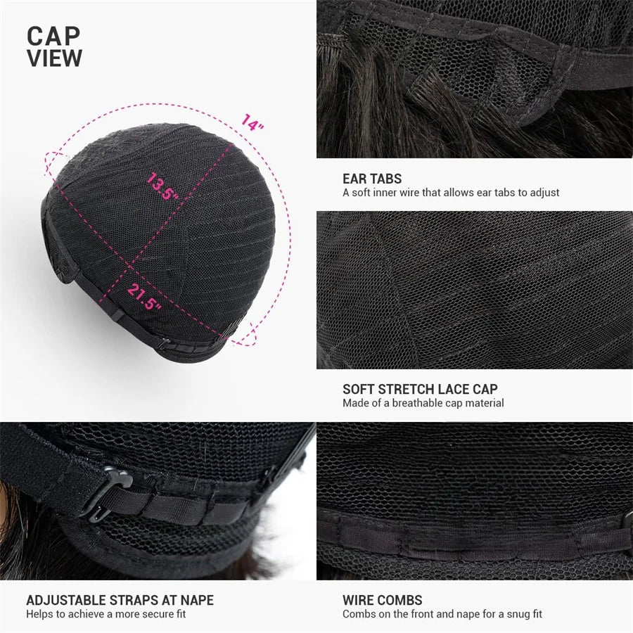 Brazilian Remy Human Hair Pixie Cut Wig Wave Full Machine Made wig Layered Wig Natural Look for Women