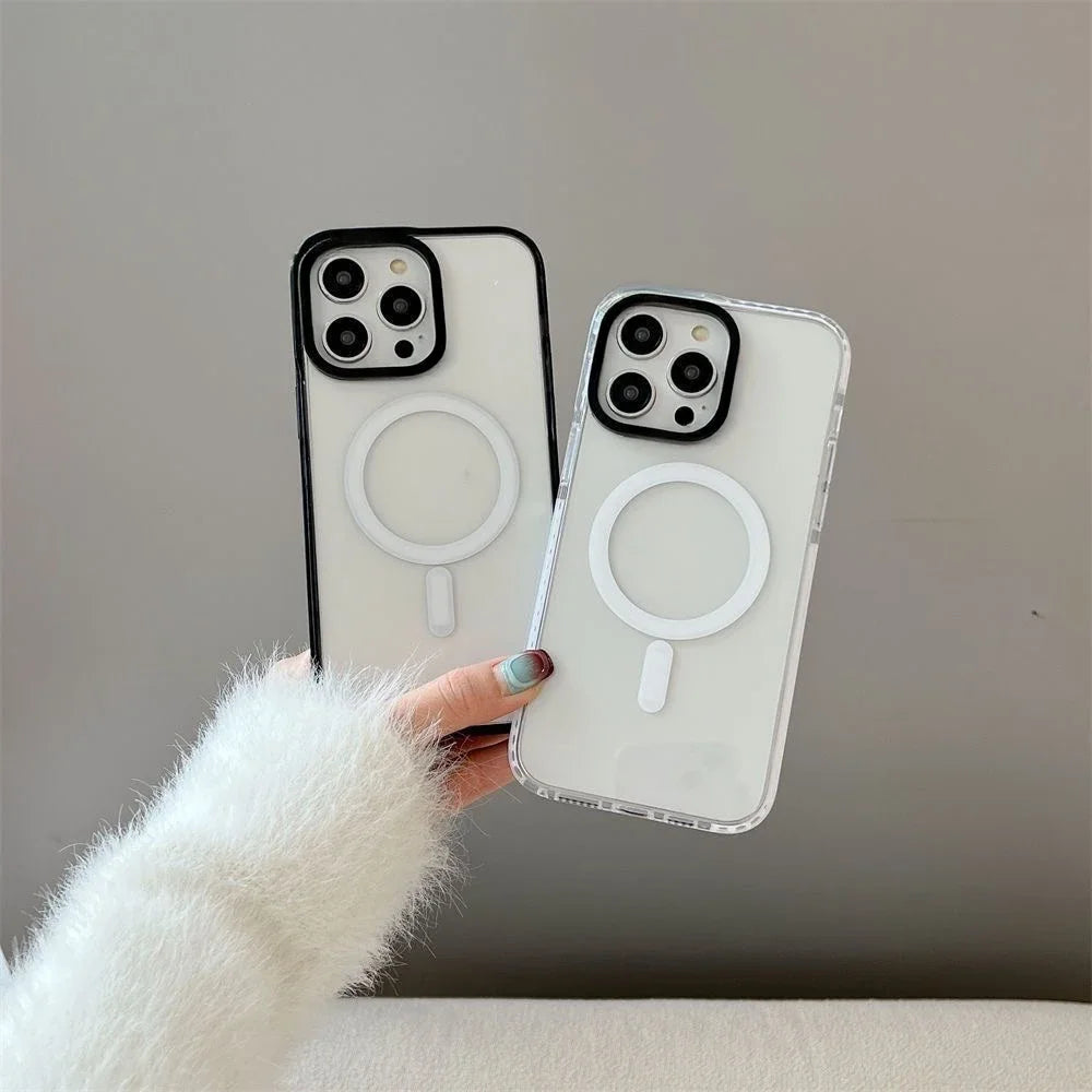 Transparent 2.0 Acrylic Black White Border Case for IPhone 12 13 14 15 16 17 Pro Max Case - Protective IPhone Case